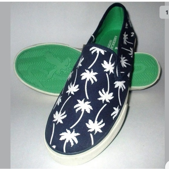 American Eagle Palm Tree Sneakers Slippers Navy - Picture 1 of 9